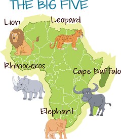 the big five animals africa clipart image