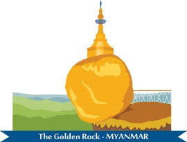 the golden rock myanmar clipart