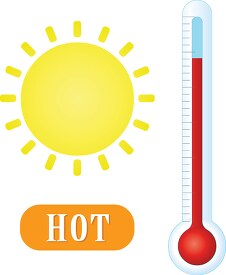 thermometer sun representing hot temp clipart