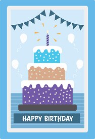 three layered birthday cake birthday blue background clipart
