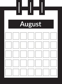 three ring desk calendar august clipart