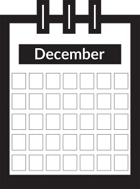 three ring desk calendar december clipart