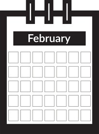 three ring desk calendar february clipart