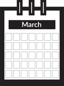 three ring desk calendar march clipart