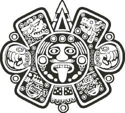 tonatiuh aztec sun god mayan black outline clipart