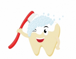 tooth character with toothbrush animated clipart 1