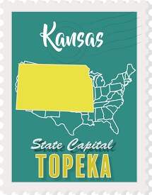 topeka kansas state map stamp clipart