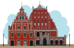 town hall square in riga latvia clipart