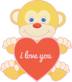 toy monky with heart love you