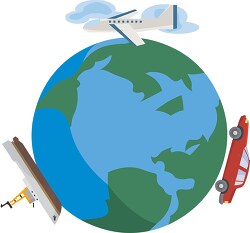 tpes of transportation around earth clipart