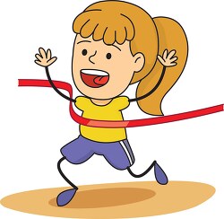 track and field crossing finish line clipart