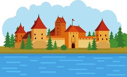 trakai castle lake galve trakai island lithuania europe clipart