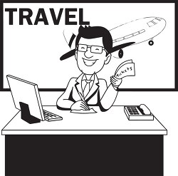 travel agent black outline clipart