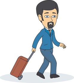 traveler with carry on luggage clipart