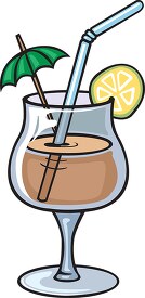 tropical drink with straw umbrella clipart