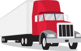 truck with long trailer blue cab clipart