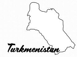 turkmenistan country map blackwhite clipart