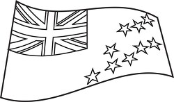 Tuvalu wavy flag black outline clipart