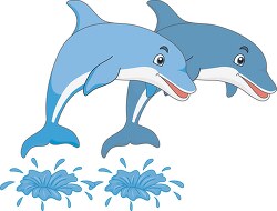 two dolphins jumping out of water clipart
