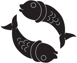 two fish white line silhouette