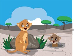 two meerkats in africa clipart image