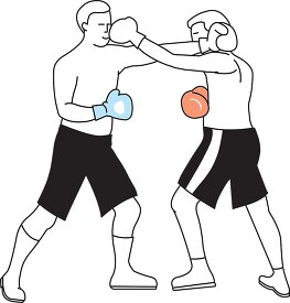 two men boxing black with color clipart