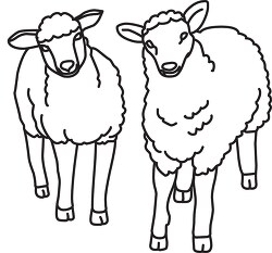 two sheep animal black outline clipart