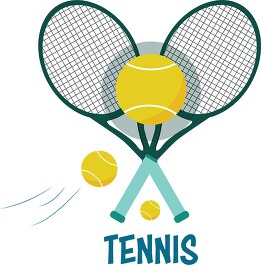 two tennis raquets with tennis ball clipart