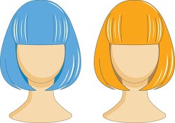 two wigs blue and golden color clipart