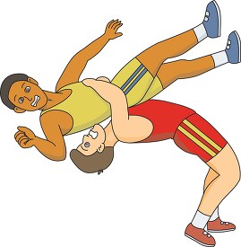 two wrestlers throw backwards clipart