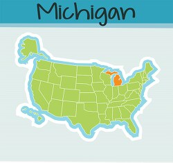 us map state michigan square clipart image