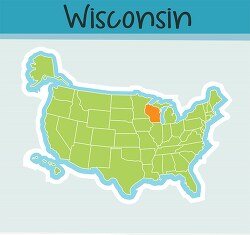 us map state wisconsin square clipart image