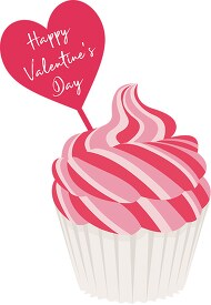 valentine s day cupcake with red pink white frosting clipart