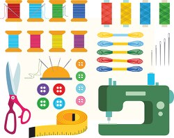 various sewing needlecraft tools accessories clipart