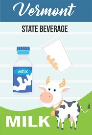 vermont state beverage milk vector clipart