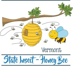Vermont state insect the honey bee clipart image