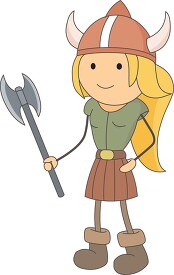 viking girl with helmet axe