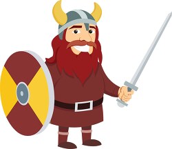 viking warrior with shield and sword vikings clipart
