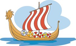 vikings ship at sea clipart