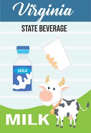 virginia state beverage milk vector clipart