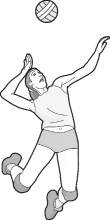 volleyball smash grayscale clipart