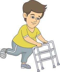 walking with the help of walker clipart
