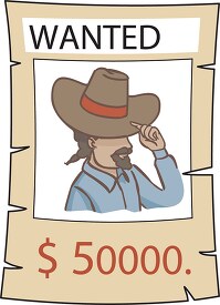 wanted poster with money reward clipart