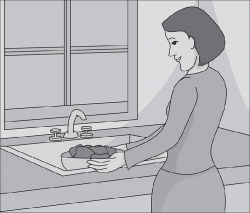 washing food in sink gray