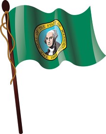 washington state flag on a flagpole