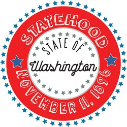 Washington statehood 1889 date statehood round style with stars 