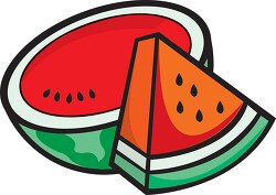 watermelon half with slice clipart