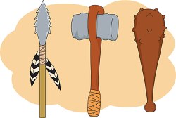 weapons of prehistoric man clipart