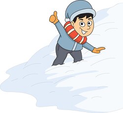 wearing hat climbing and playing in snow clipart