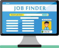 website with finding job on computer clipart 2